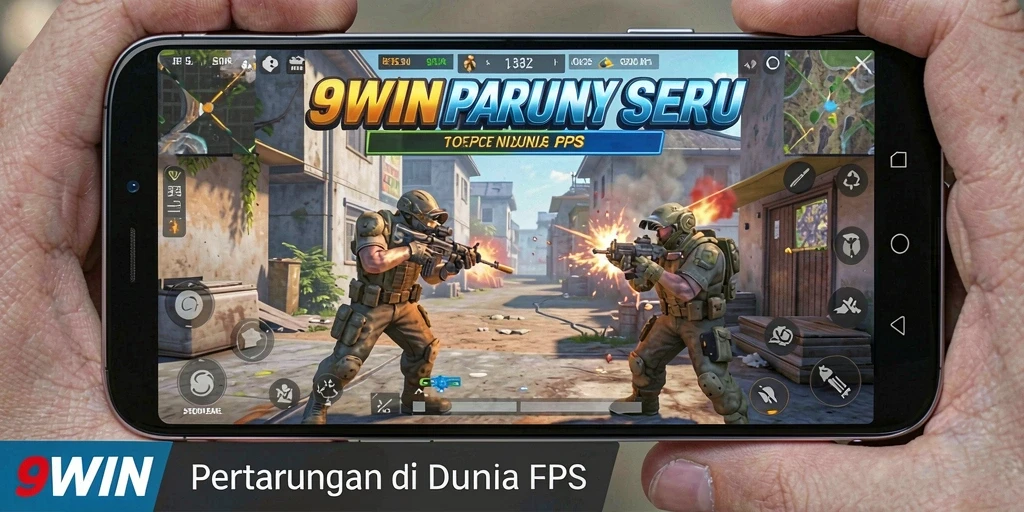 Tangkapan layar gameplay 9WIN menunjukkan aksi pertempuran FPS yang mendebarkan.