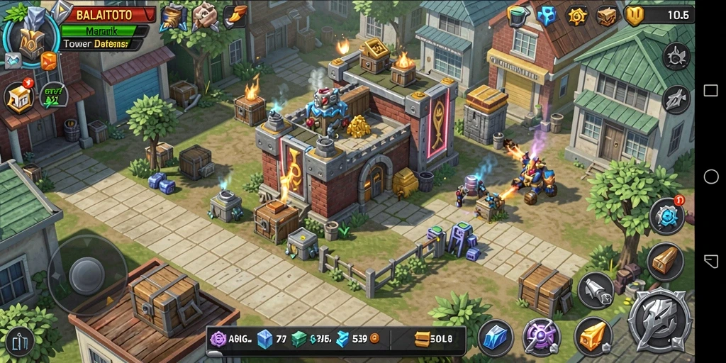 Tampilan seru gameplay <strong>BALAITOTO</strong> dalam Tower Defense.