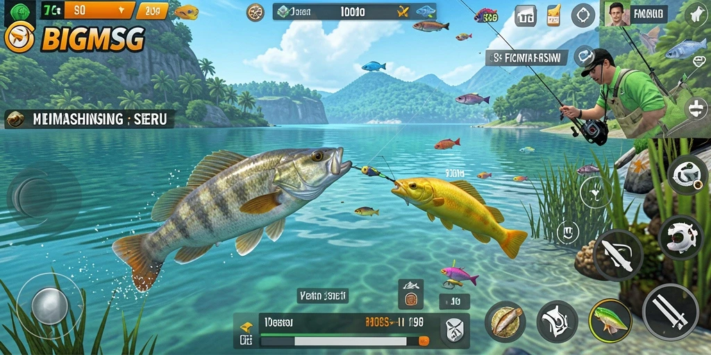 Tangkapan ikan yang menakjubkan dalam permainan Fishing.