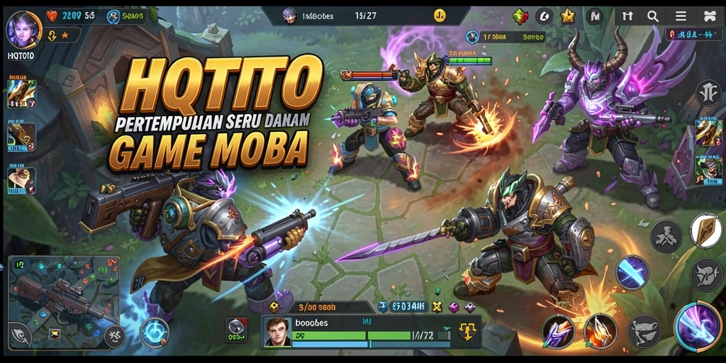 Tampilan gameplay seru HQTOTO dengan pertempuran intens pemain.