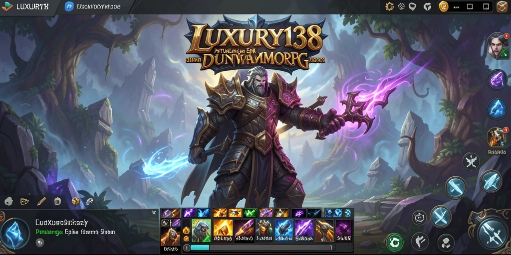 Tangkapan layar gameplay LUXURY138 yang menampilkan pertempuran seru di dunia fantasi.