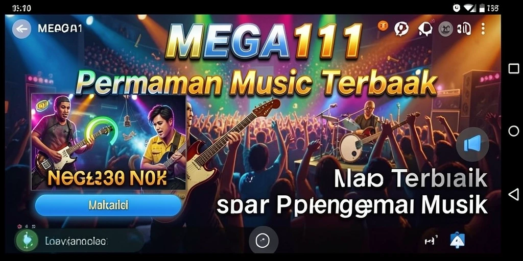 Tampilan gameplay MEGA111 saat memainkan alat musik virtual.