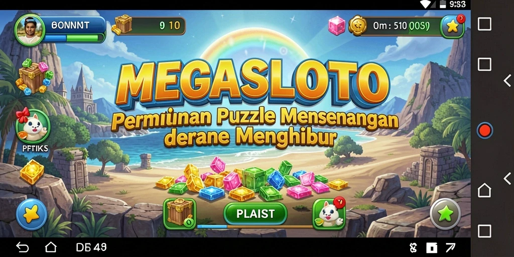 Screenshot gameplay MEGASLOTO yang menunjukkan tantangan Puzzle.