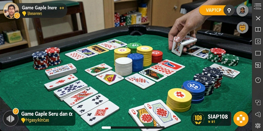 Tampilan utama gameplay SIAP108 dengan mode Gaple yang seru.
